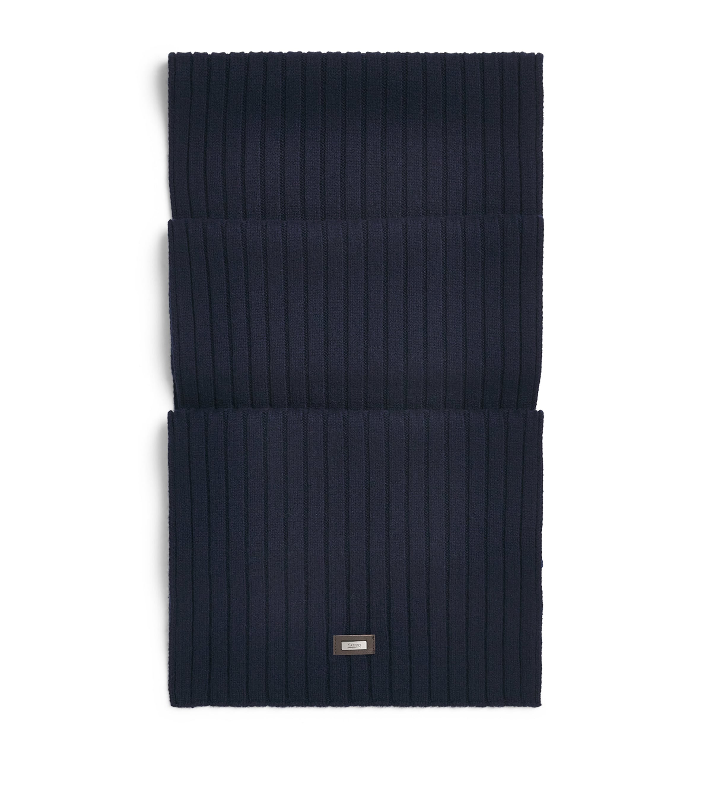 Herno Cashmere Rib-Knit Scarf Blu Scuro