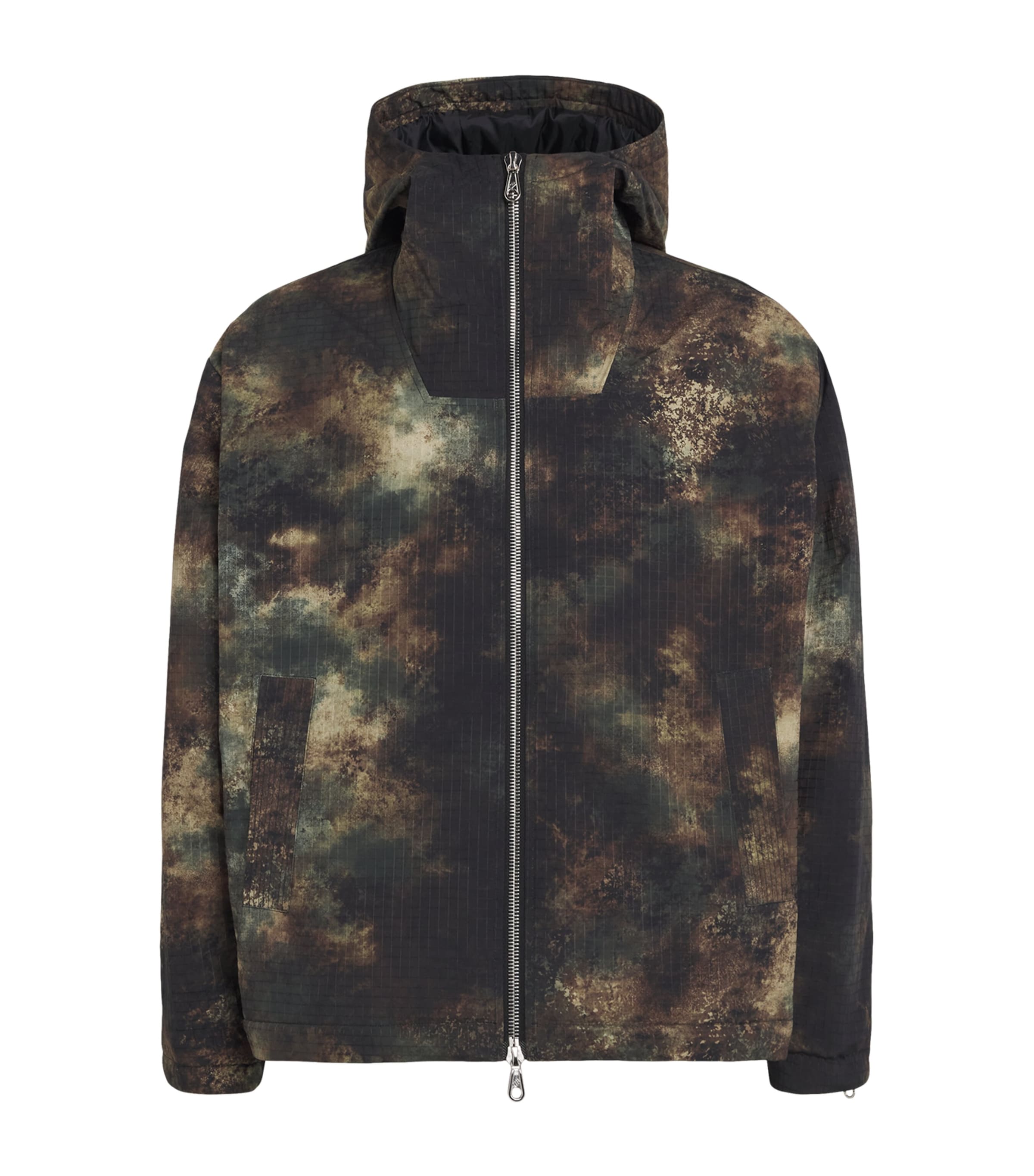 Canvas Camo Print Cropped Parka Jacket