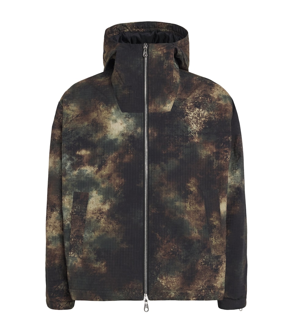 Canvas Camo Print Cropped Parka Jacket