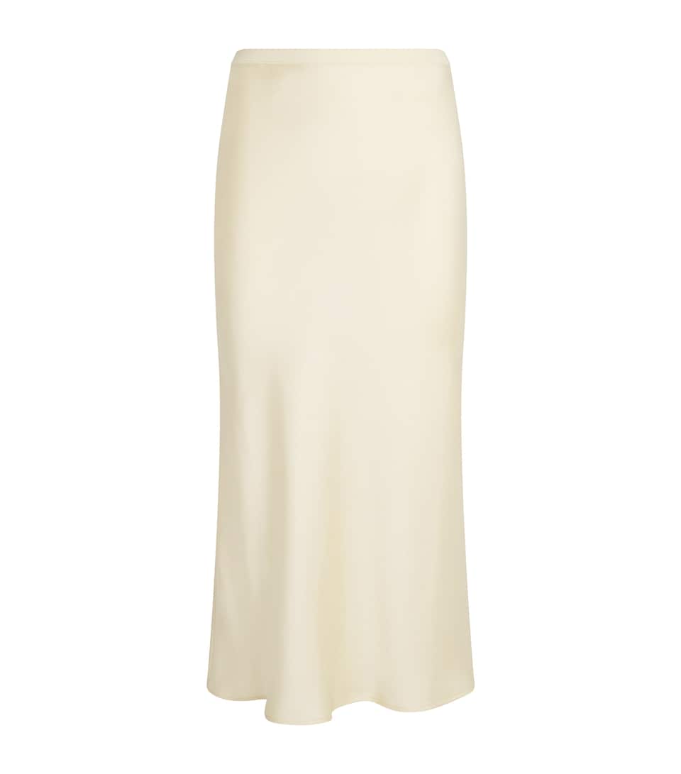 ANINE BING Womens Silk Bar Midi Skirt Cream
