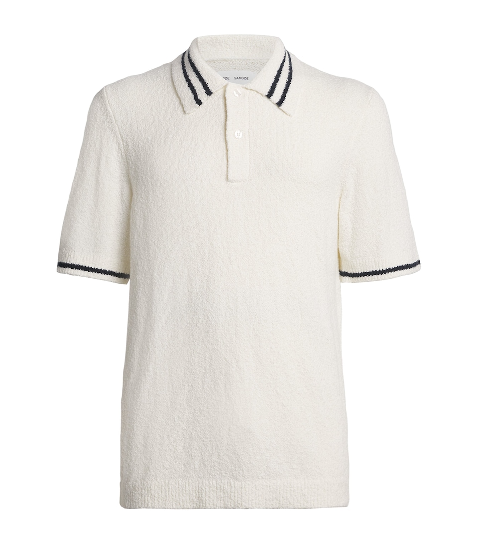Knitted Stripe-Collar Polo Shirt
