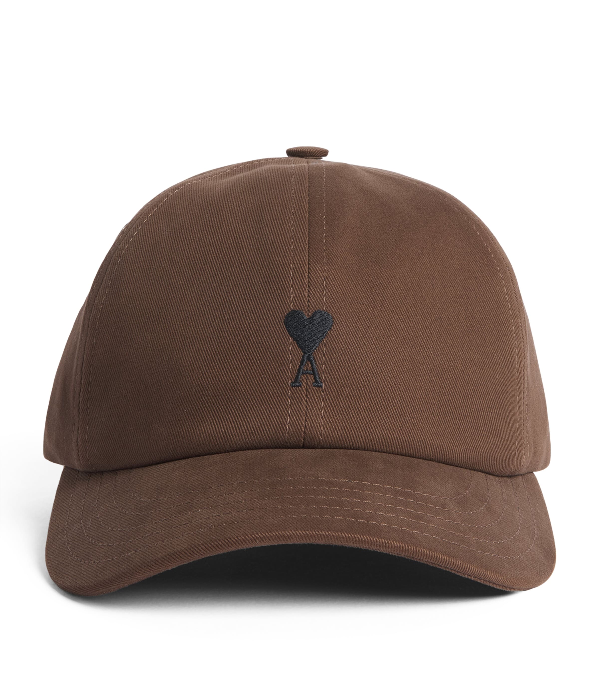 AMI Paris Embroidered Logo Baseball Cap Marron Chocolat
