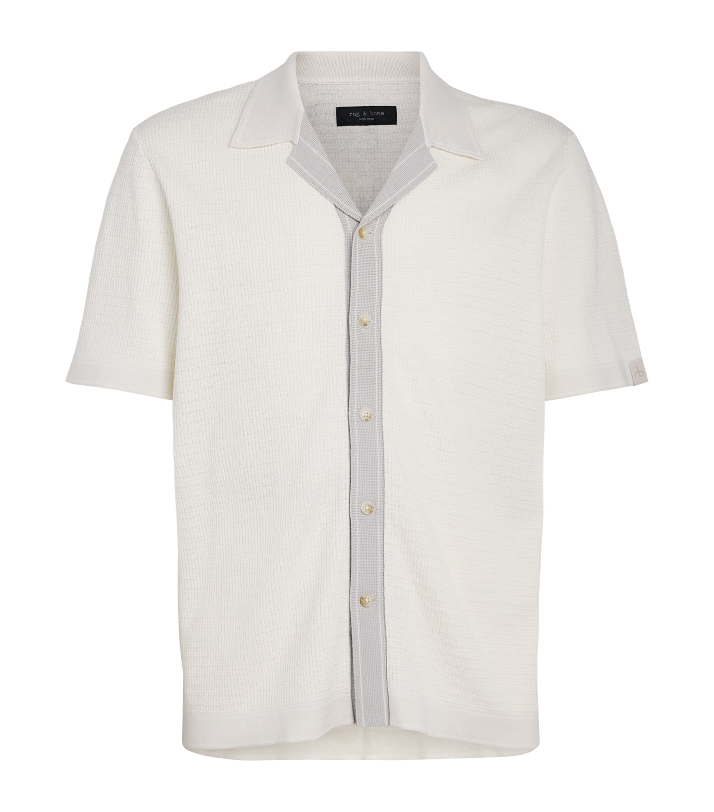 Rag & Bone Mens Waffle-Knit Harvey Shirt Chalk White