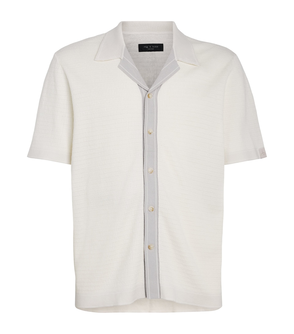 Rag & Bone Mens Waffle-Knit Harvey Shirt Chalk White