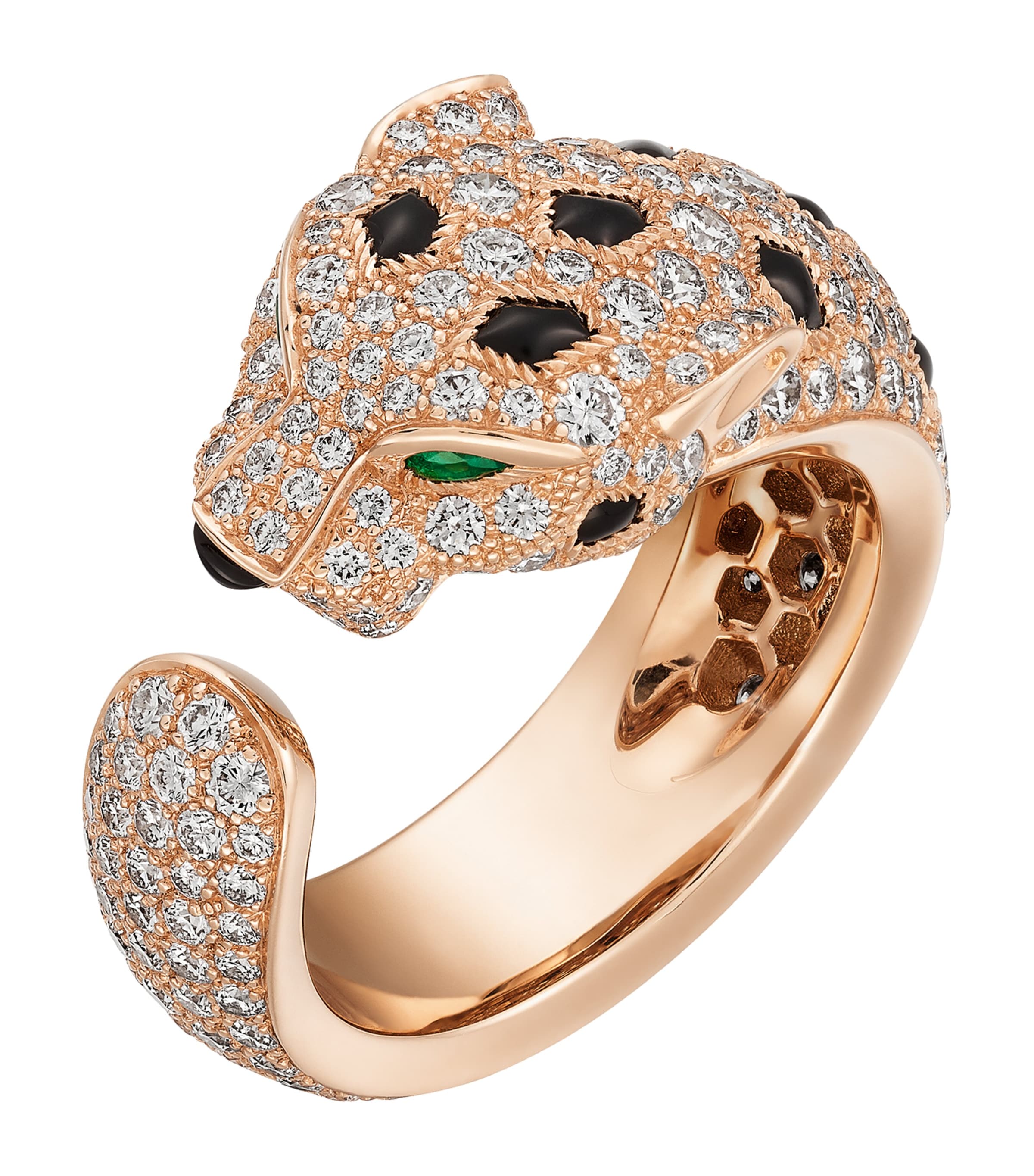 Cartier Rose Gold, Diamond, Emerald and Onyx Panthère de Cartier Ring Rose Gold