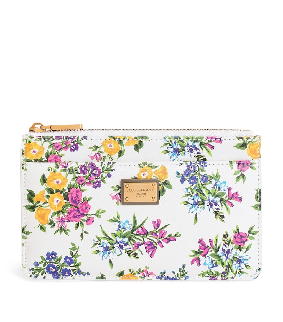 Dolce&Gabbana Calfskin Floral Print Card Holder Fiorellin