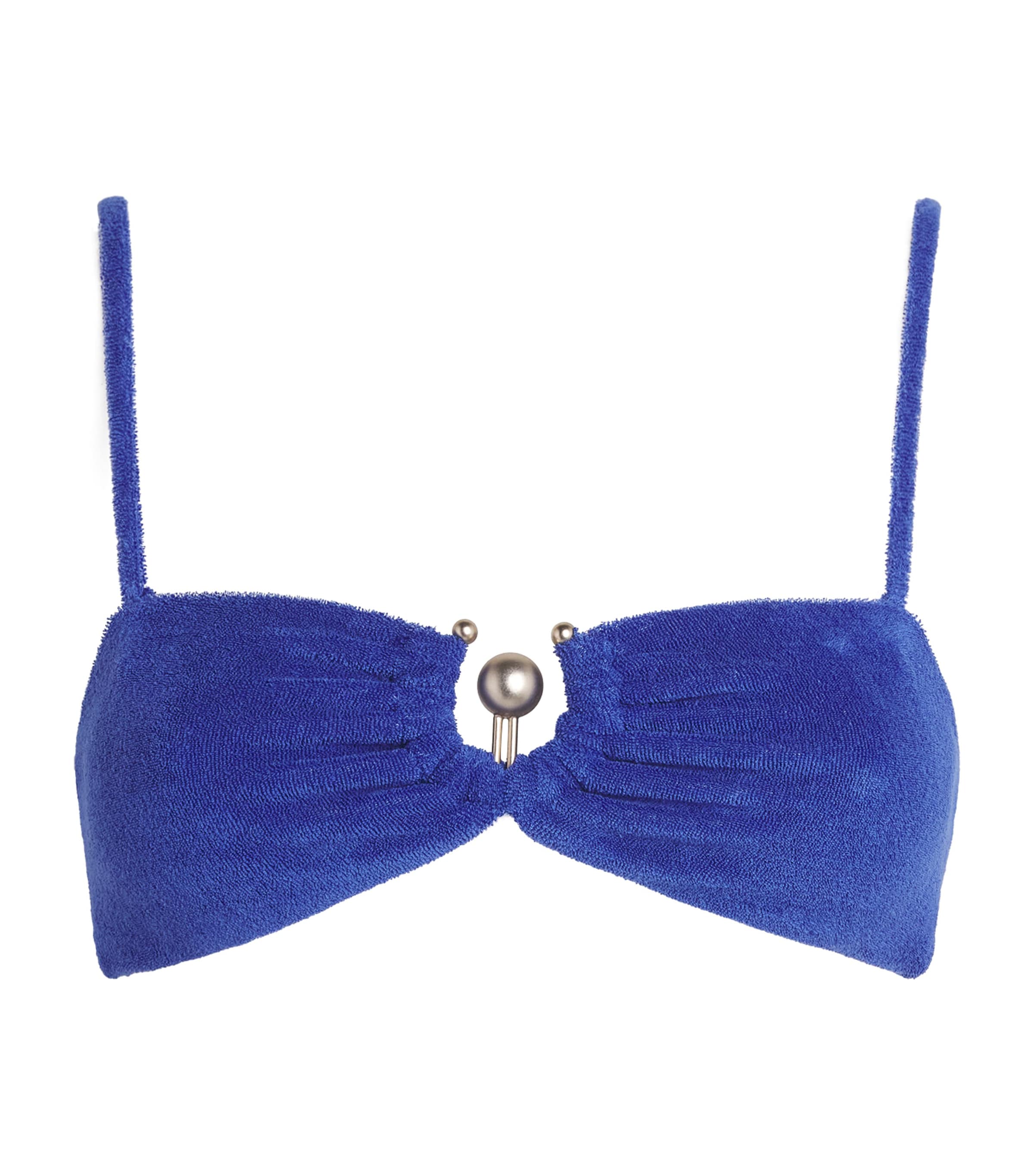 Christopher Esber Womens Towelling Orbit Bikini Top Indigo