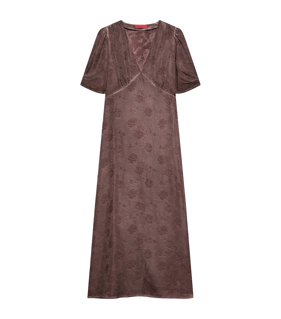 MAX&Co. Womens Floral Jacquard Midi Dress Chocolate