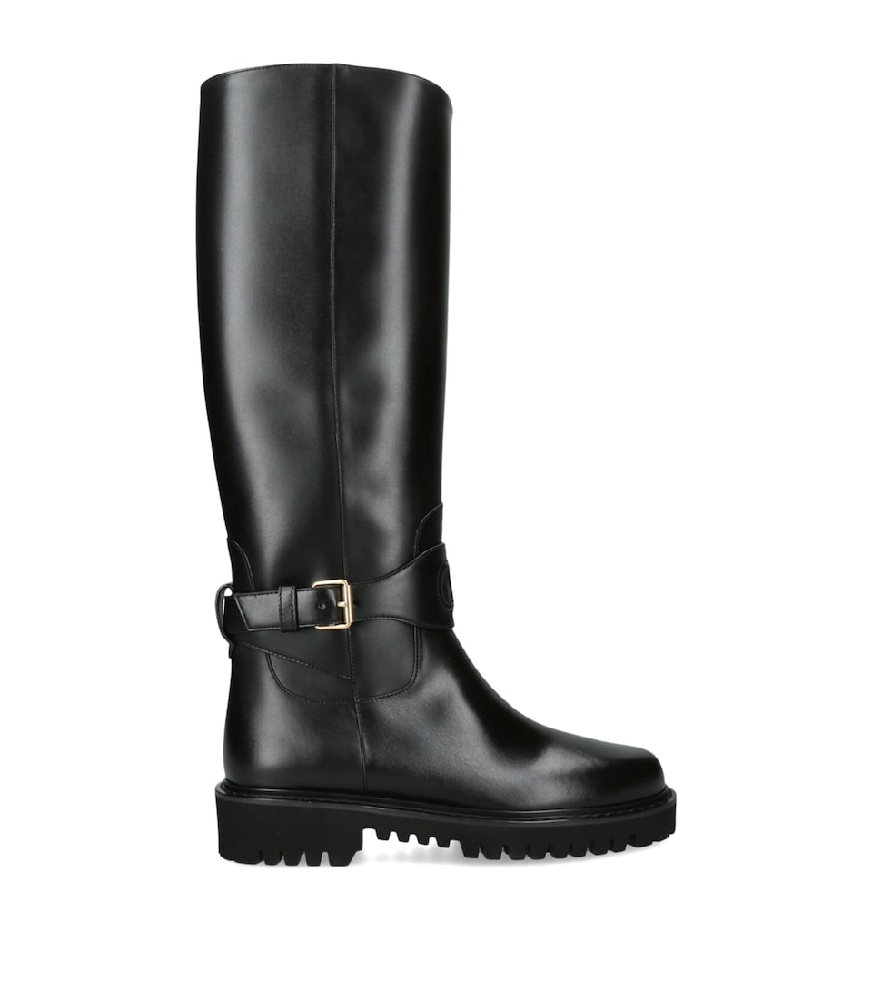 Valentino Garavani Leather Vlogo Boots 40 Black