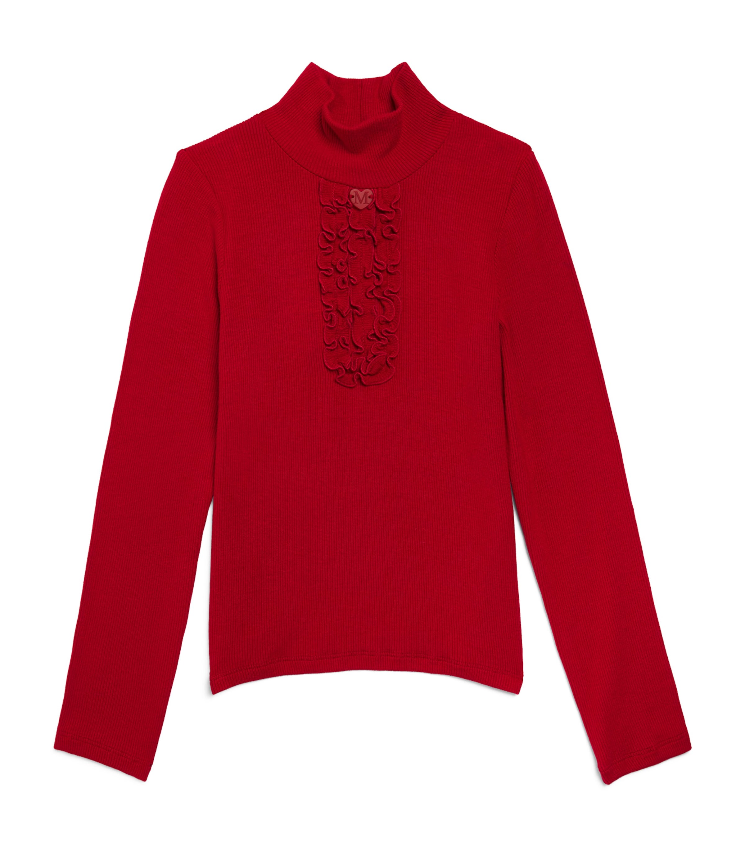 Monnalisa Ribbed Ruffle Rollneck Top (2-12 Years) Rubino