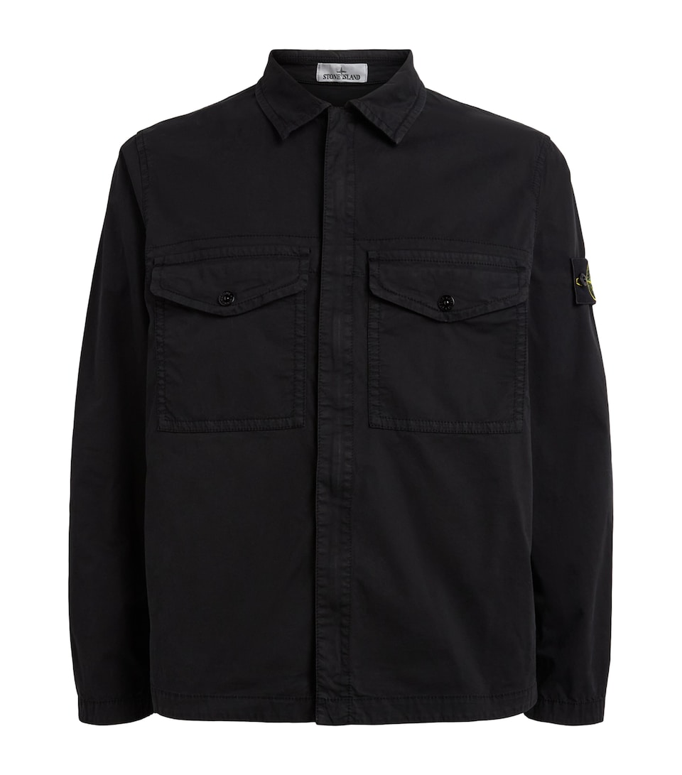 Stone Island Mens Stretch-Cotton Compass Overshirt