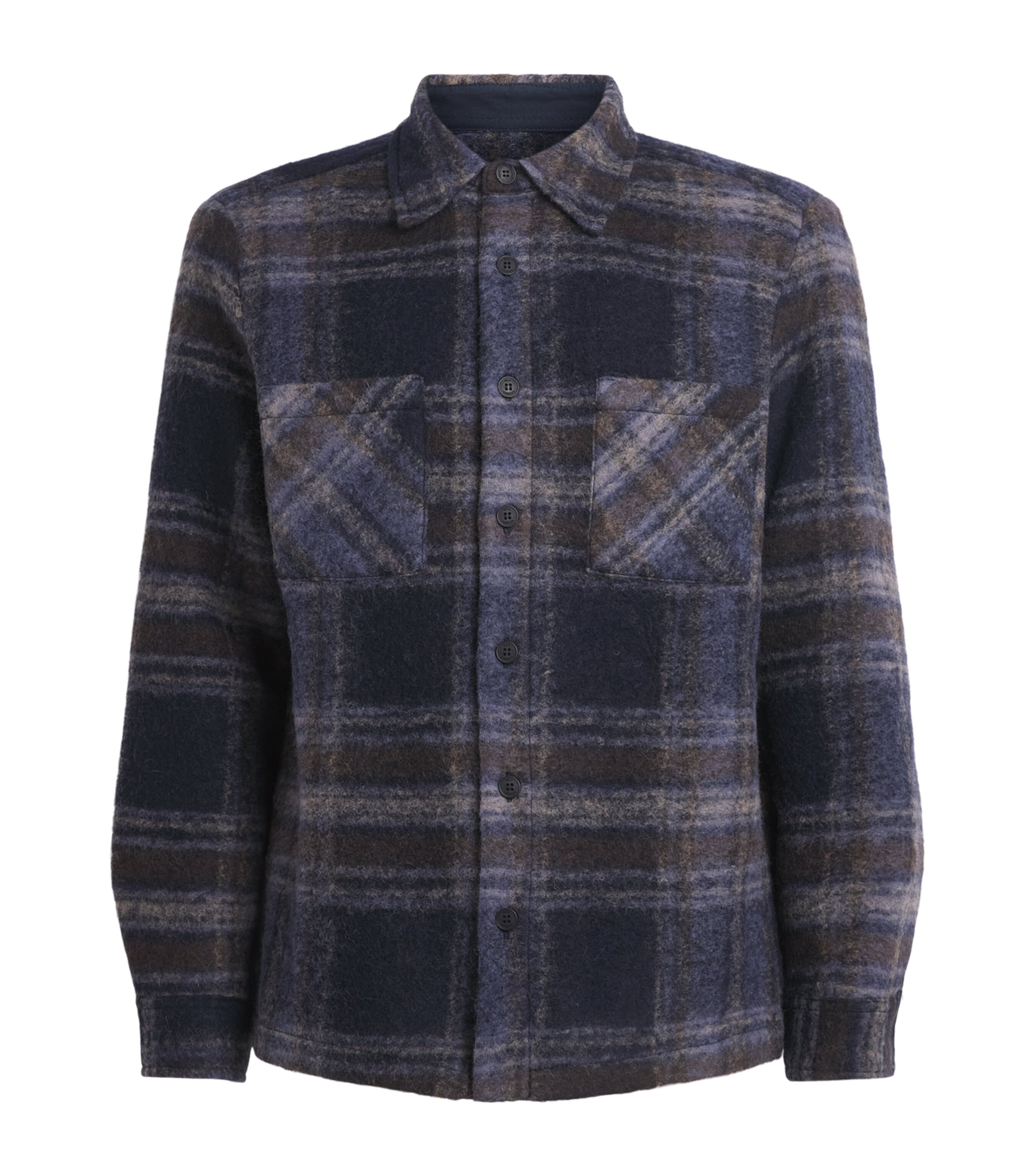 Wool-Blend Check Whiting Overshirt