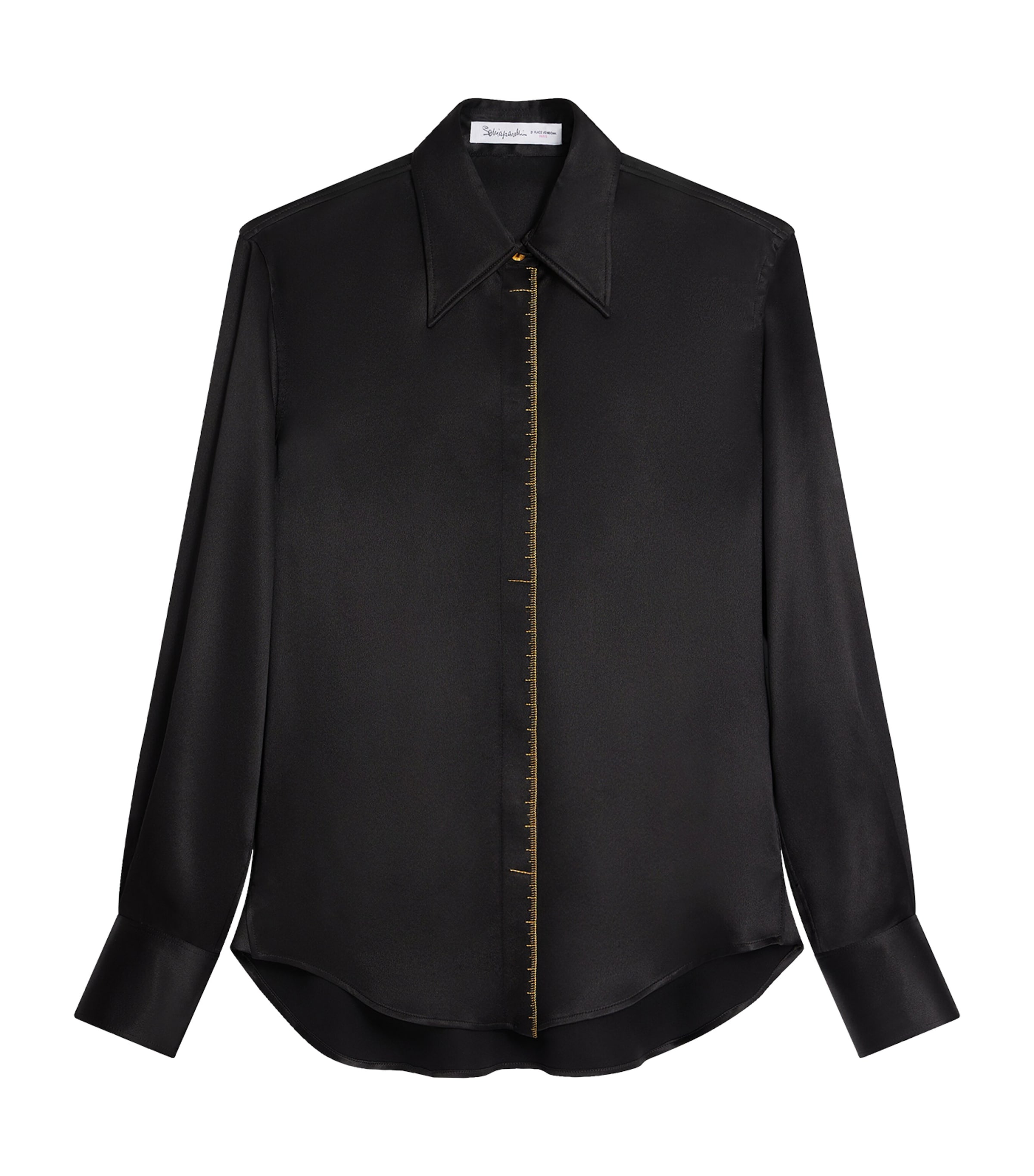 Schiaparelli Womens Silk Measuring Tape Shirt Black