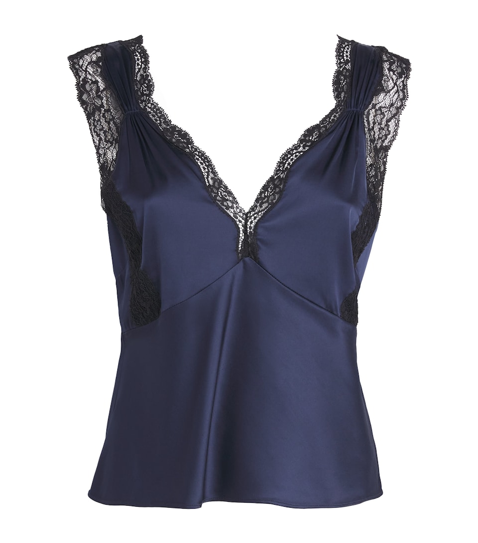 PAIGE Womens Satin Marin Top Navy