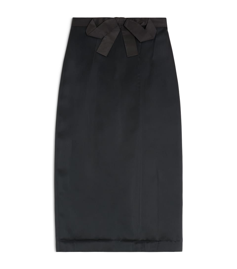 Satin Bow-Detail Midi Skirt