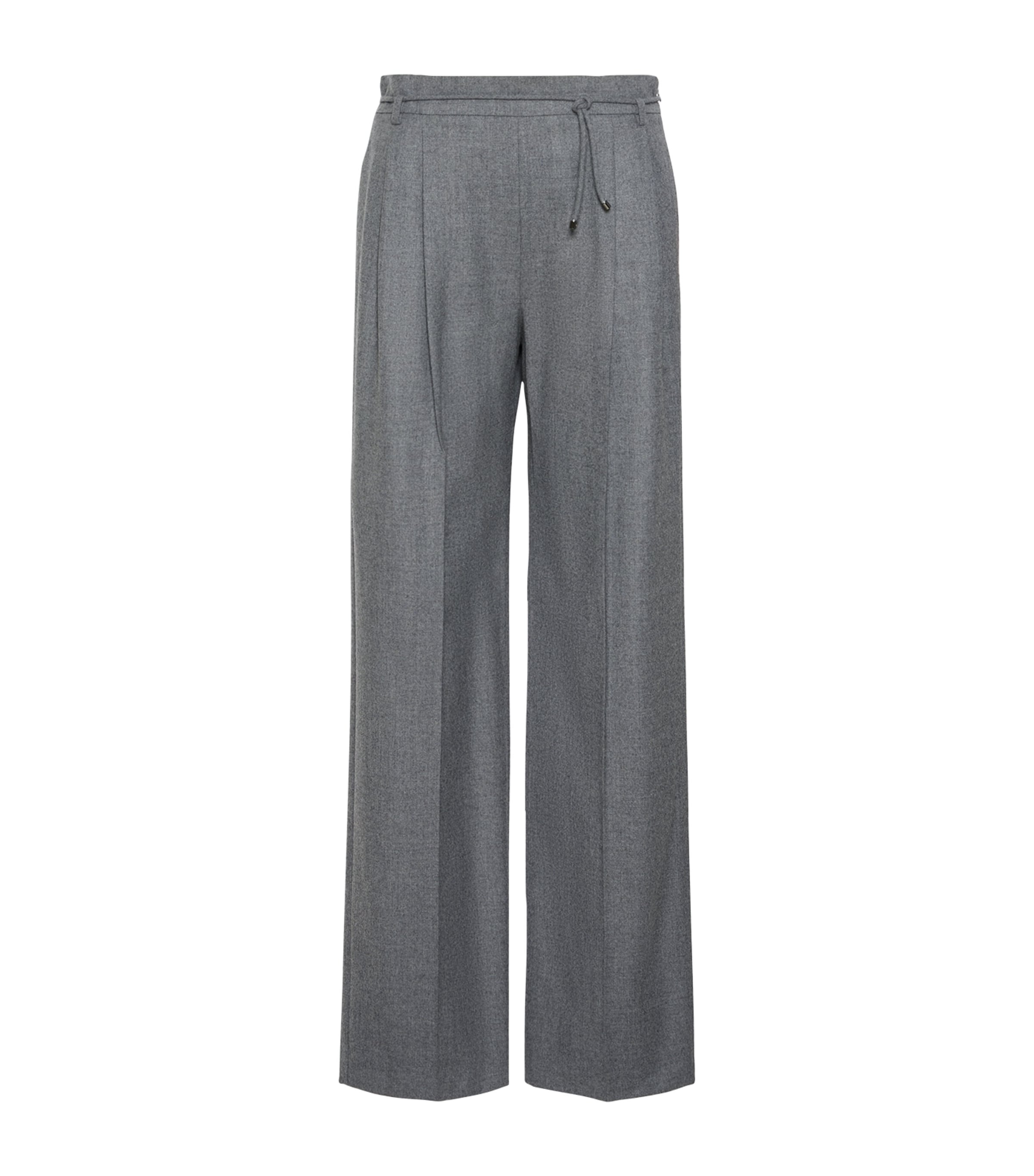 Max Mara Womens Stretch-Cashmere String-Belt Trousers Medium Grey