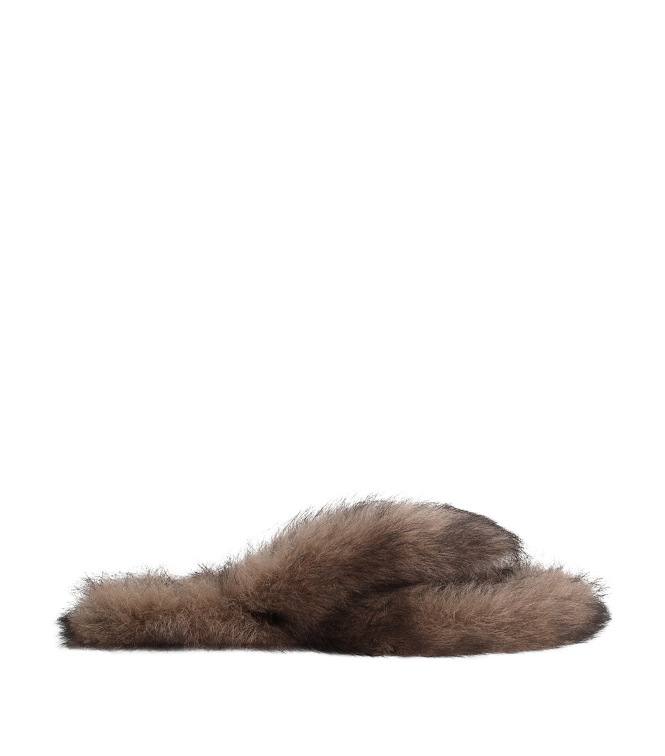 Dolce&Gabbana Shearling Flip Flops Maho