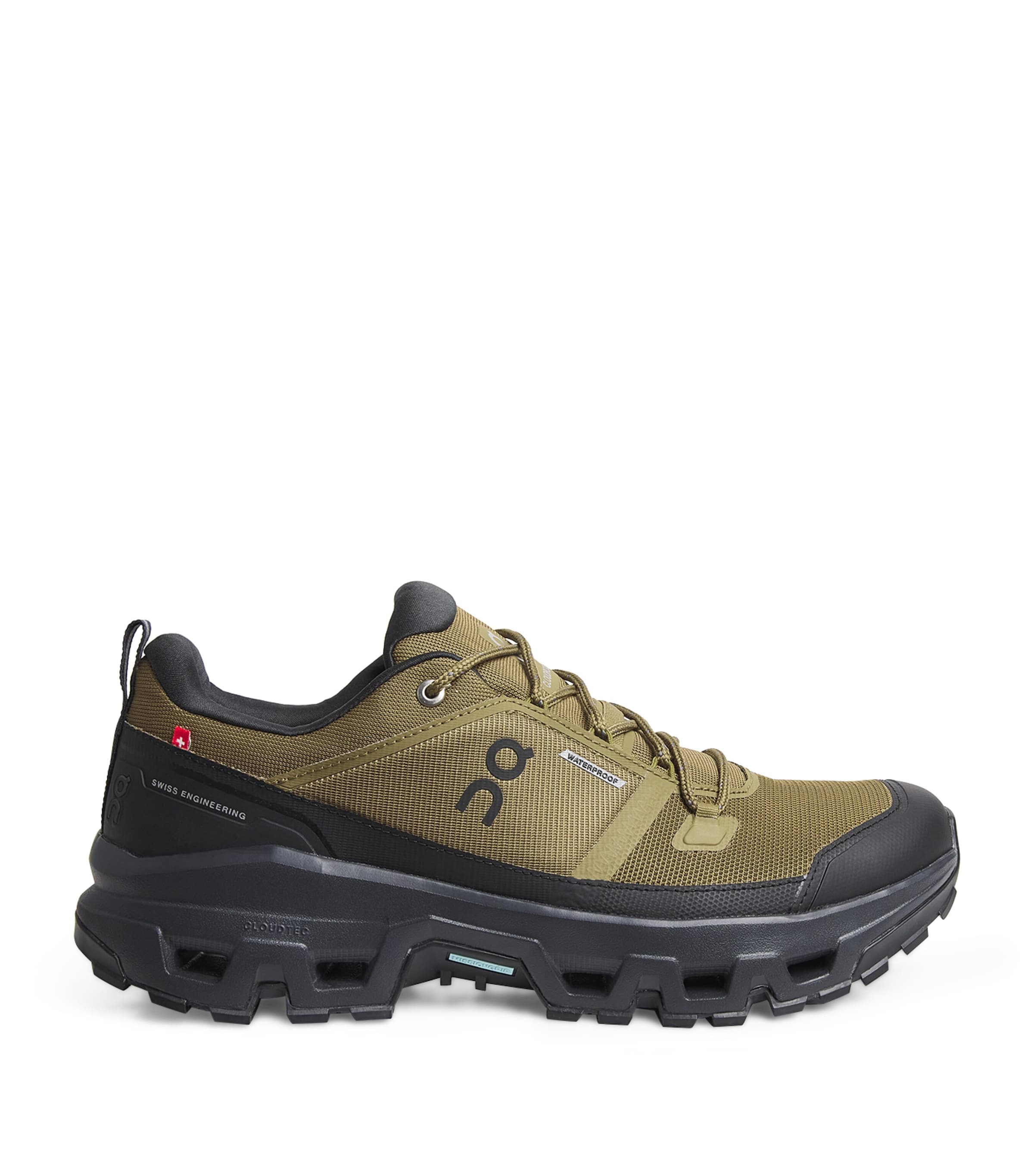 On Mens Cloudrock Waterproof Hiking Trainers Hunter | Black