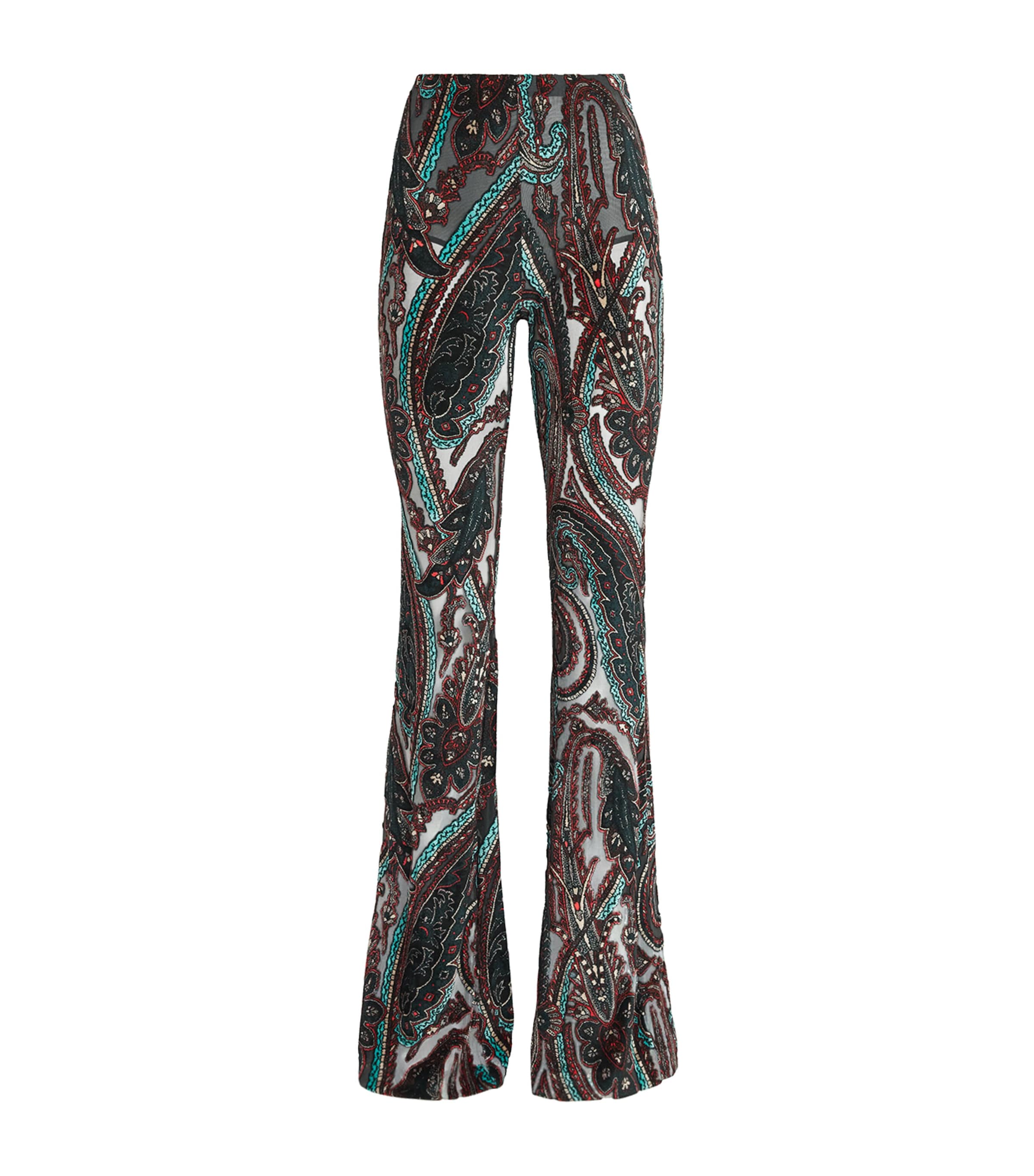 Etro Womens Appliqué-Mesh Leggings Grey
