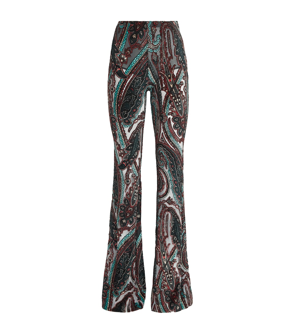 Etro Womens Appliqué-Mesh Leggings Grey