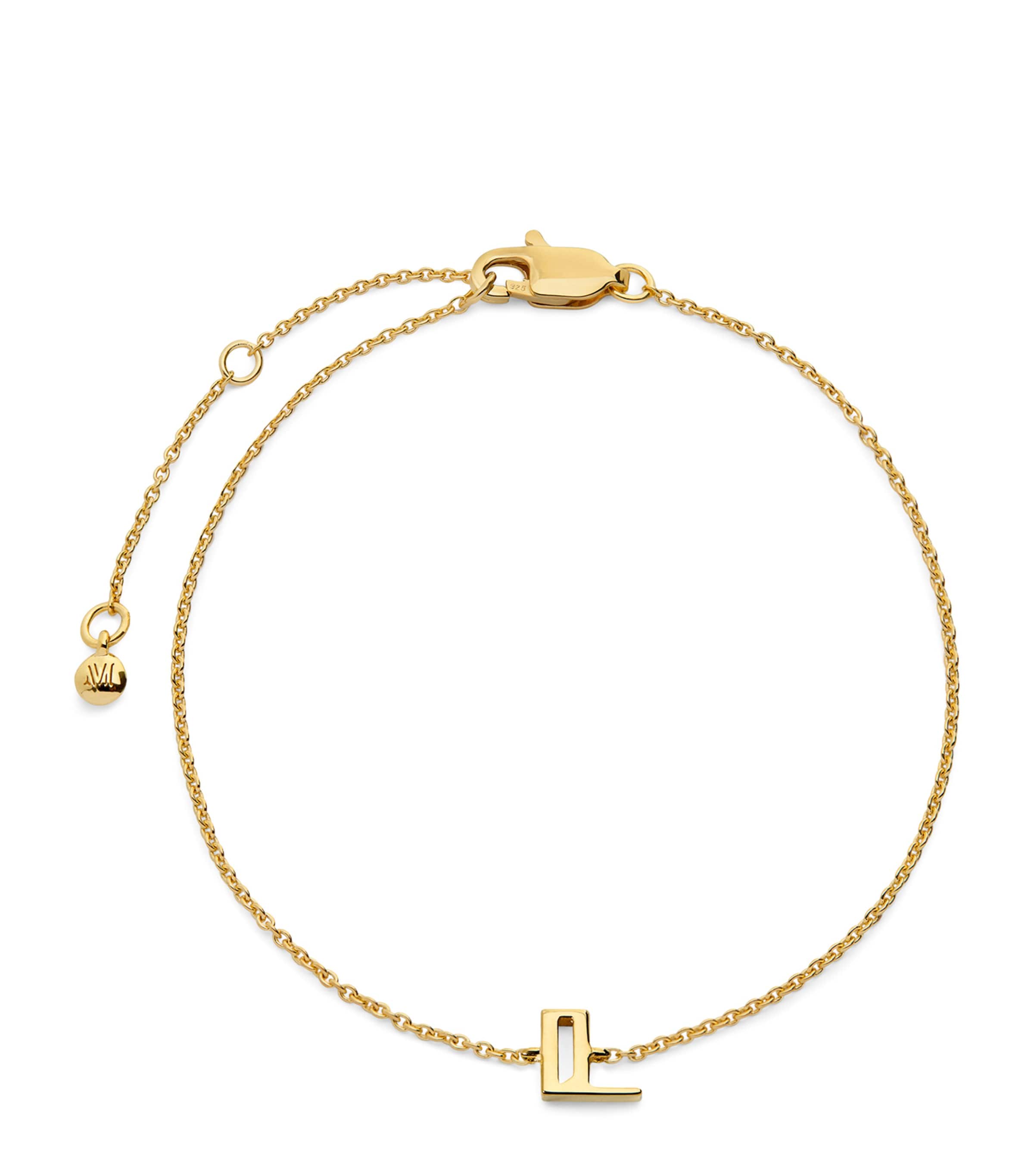 Monica Vinader Gold Vermeil L Initial Chain Bracelet Gold