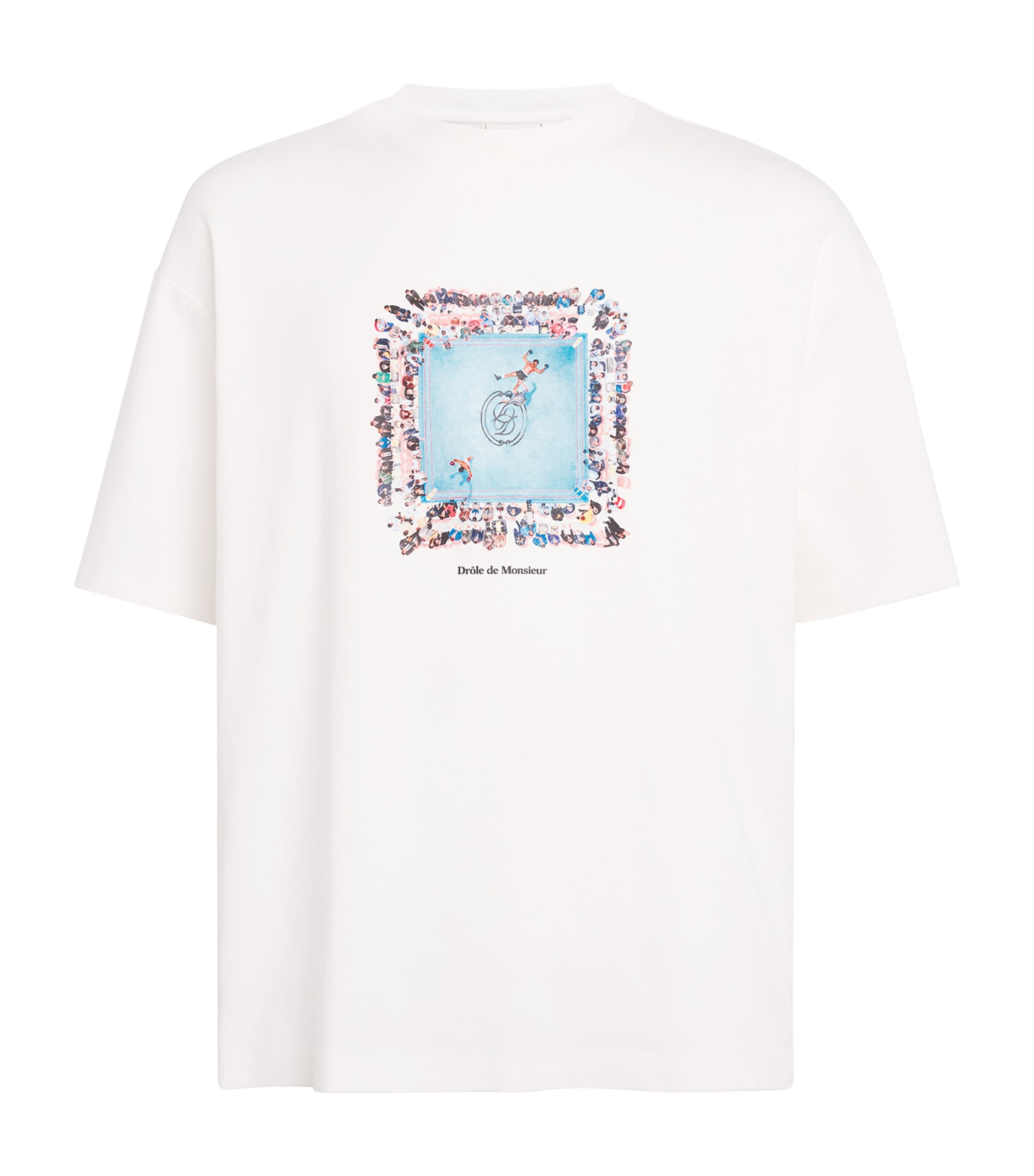 Drôle De Monsieur Mens Cotton Boxing Ring T-Shirt Off White