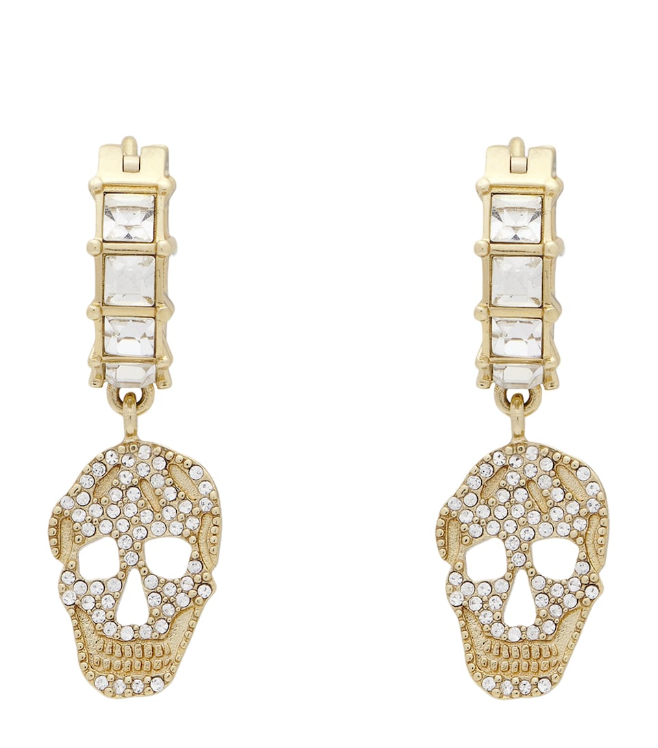 McQueen Crystal Skull Hoop Earrings