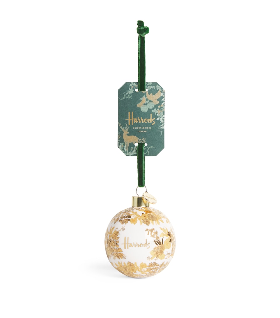 Ceramic Gold Toile Print Bauble