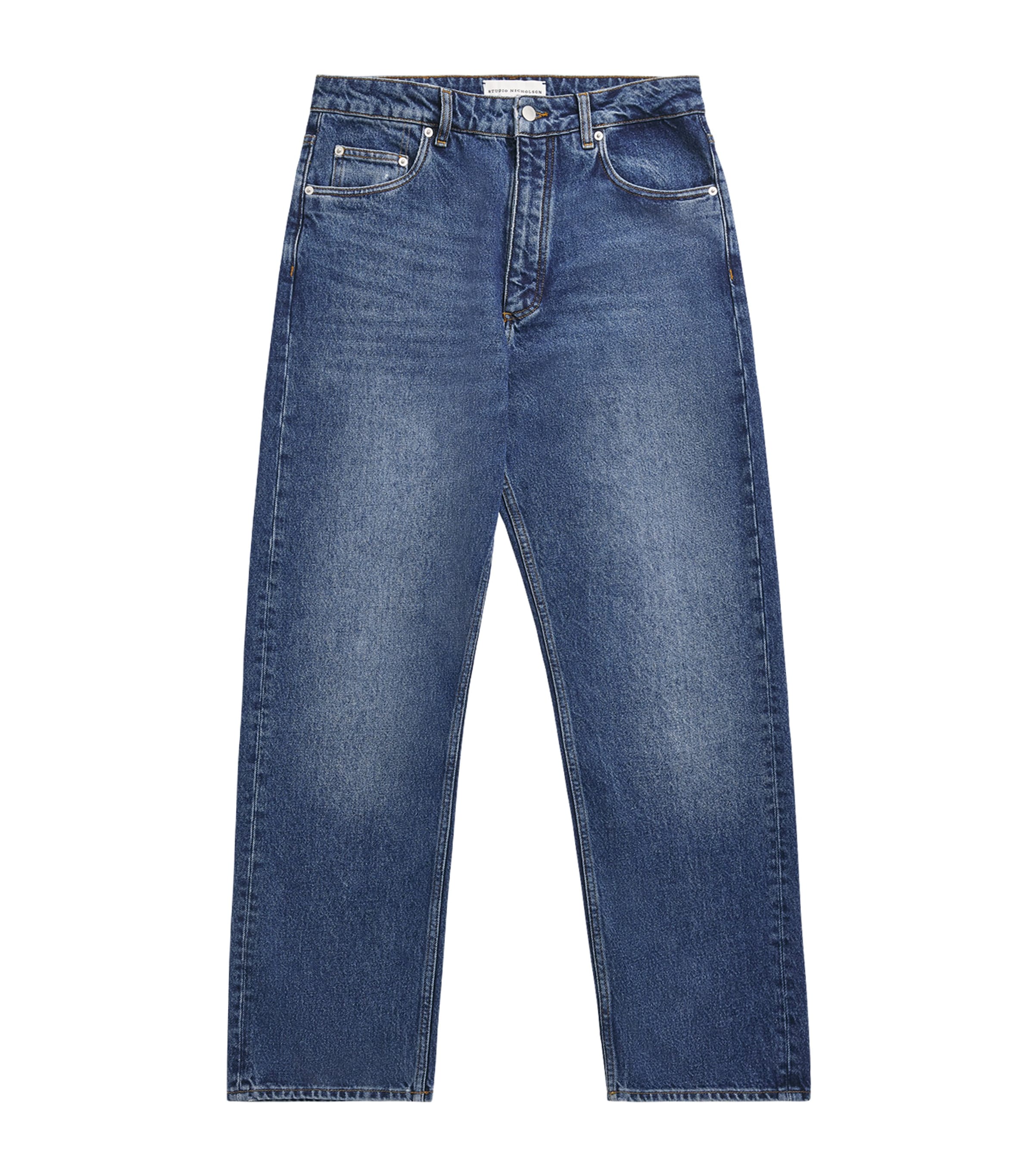 Studio Nicholson Mens Riso Straight Jeans Worn Wash Indigo