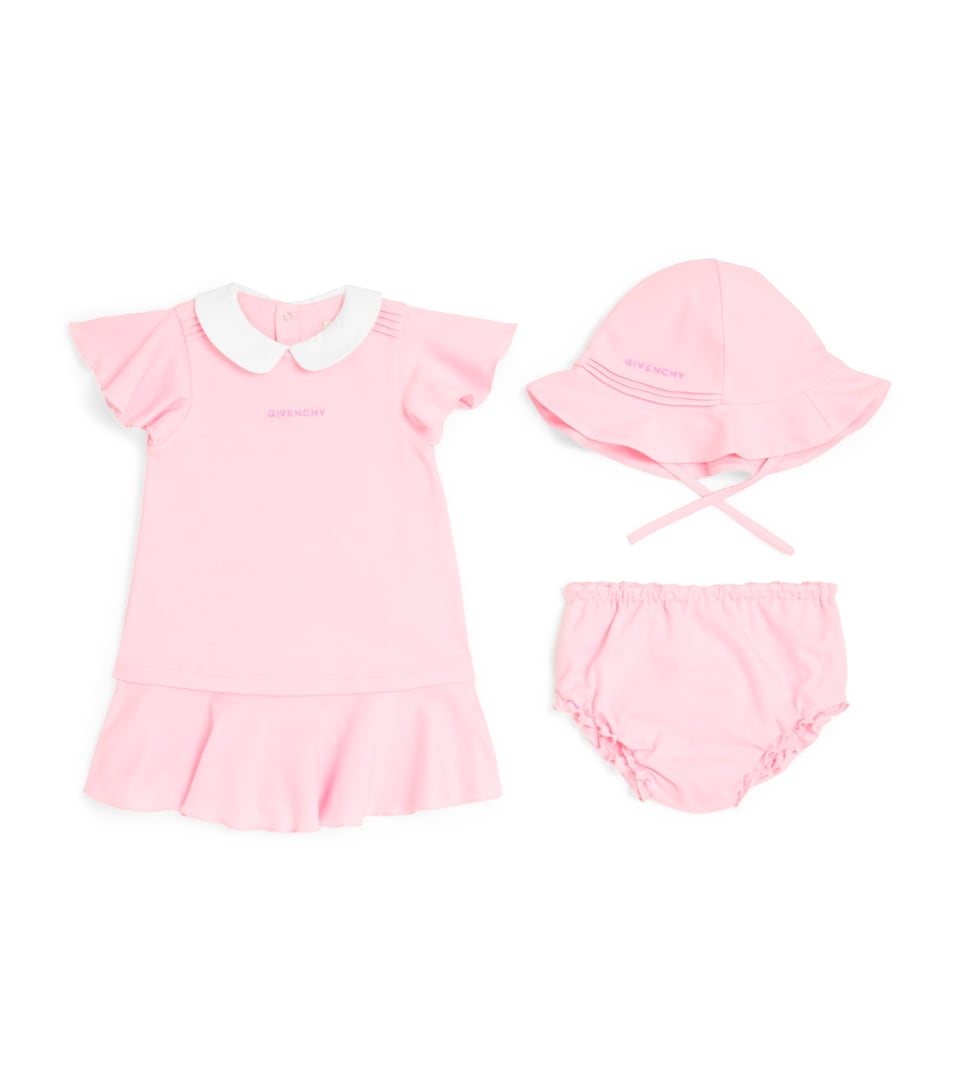 Cotton Dress, Bloomers and Hat Set (1-18 Months)