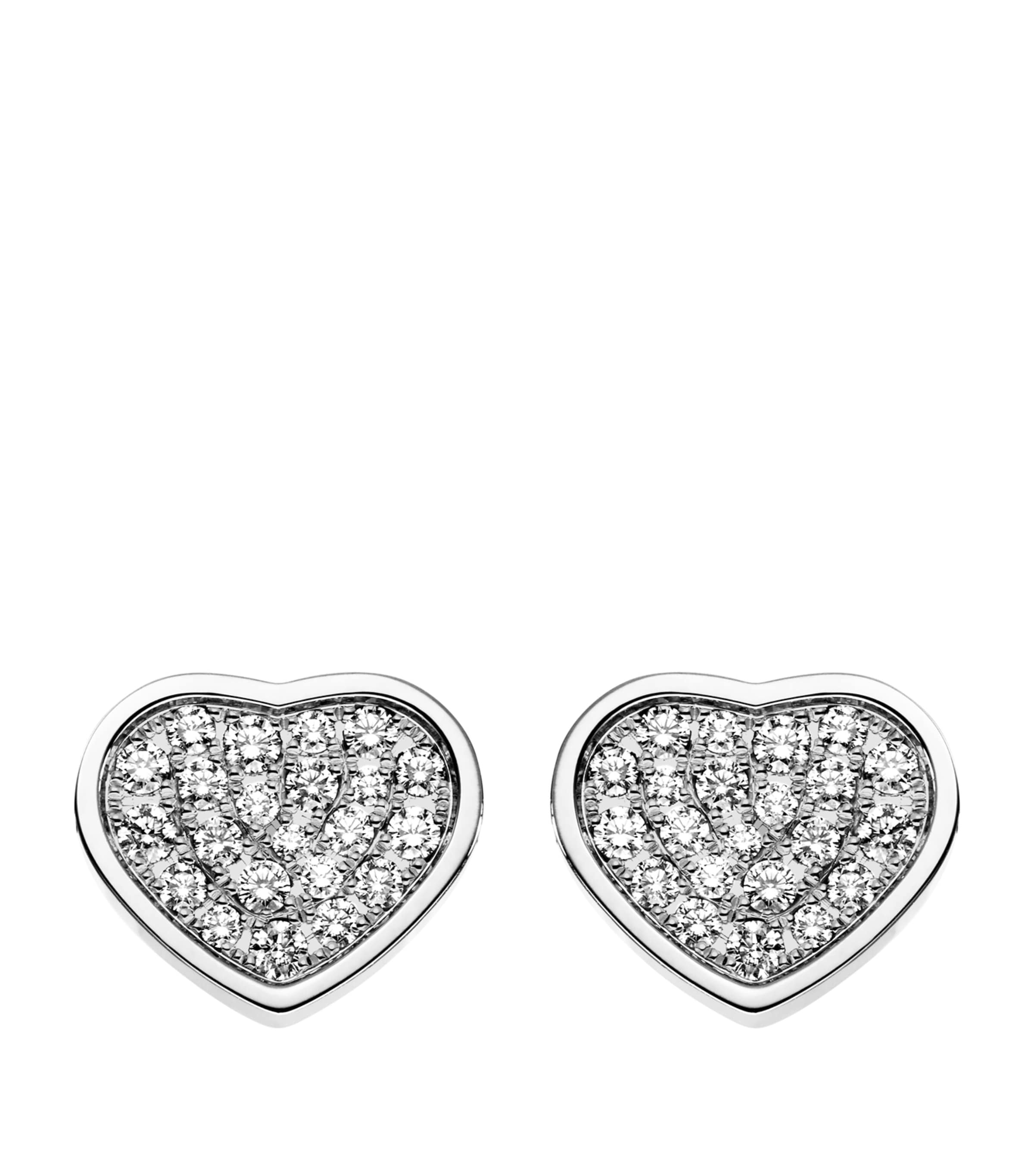 White Gold and Diamond Happy Hearts Earrings