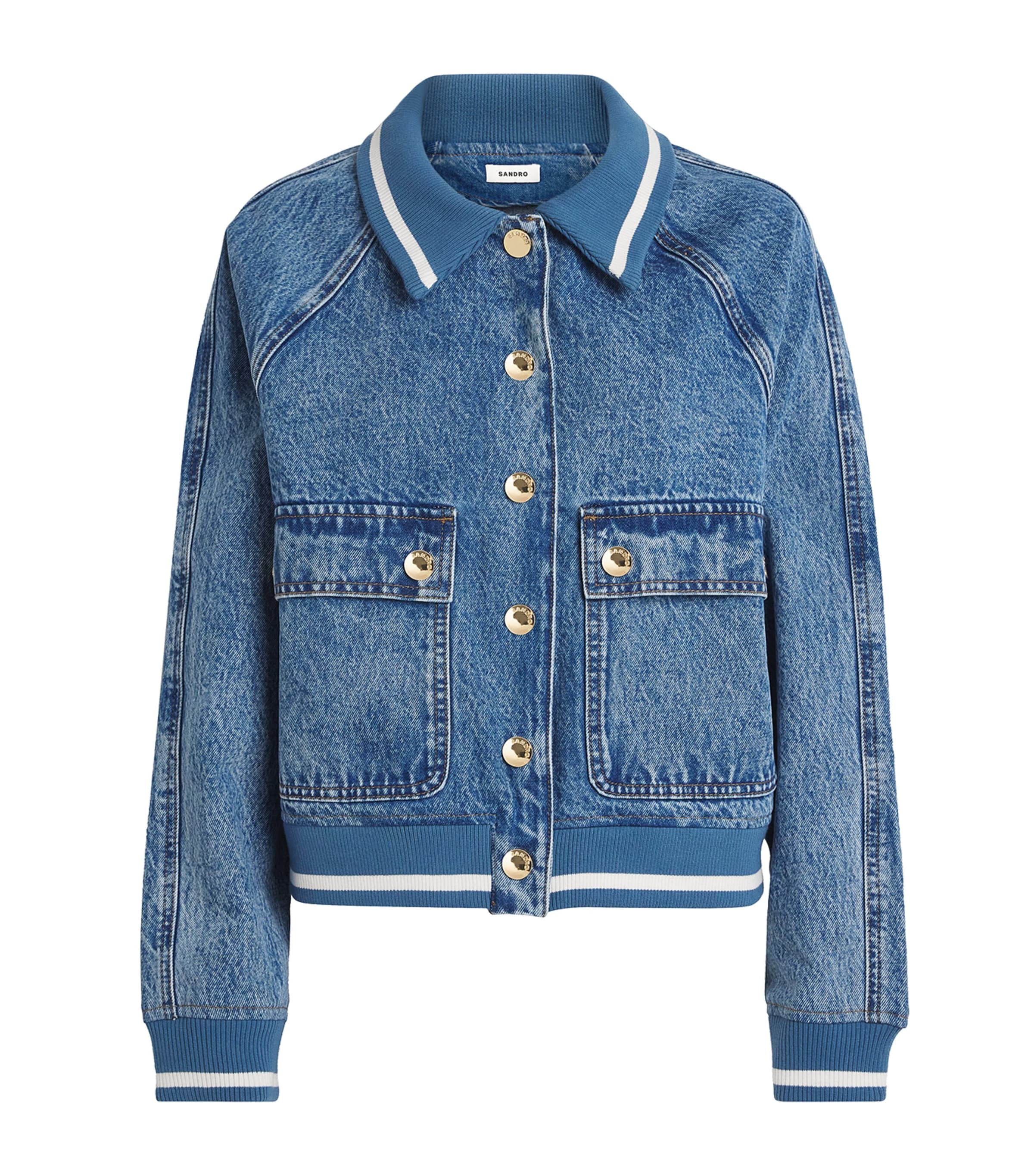 Rib-Trim Denim Jacket