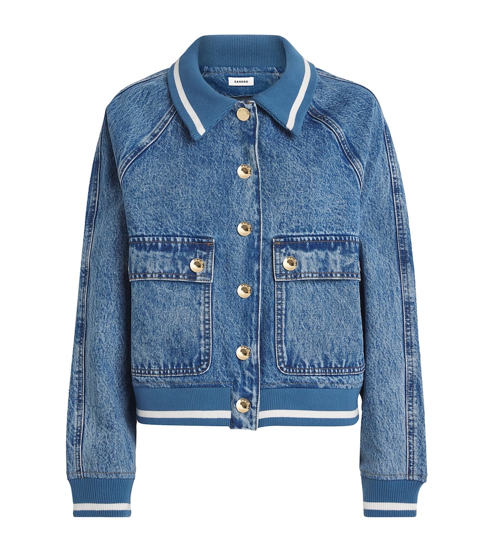Rib-Trim Denim Jacket