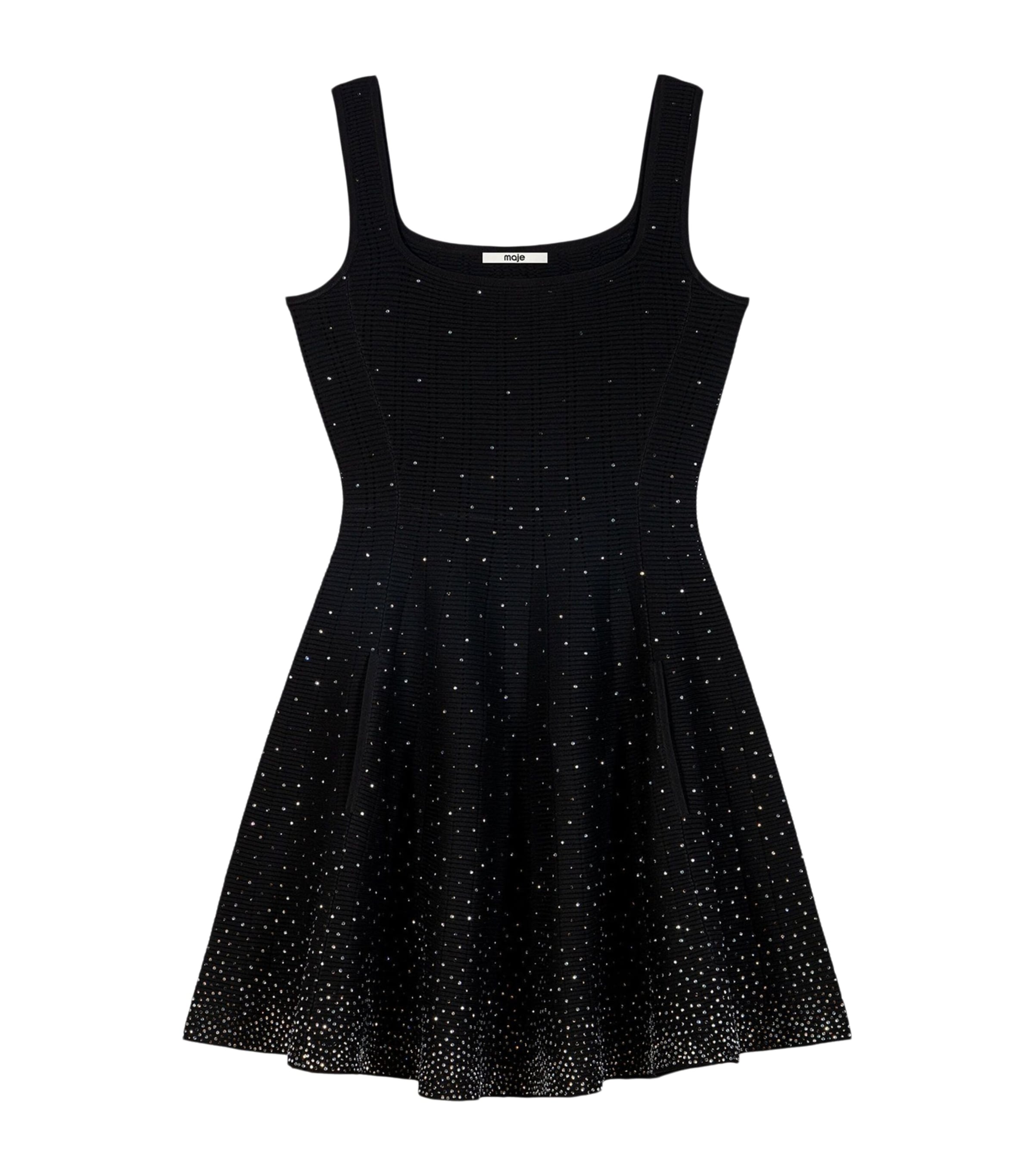 Maje Womens Rhinestone-Embellished Mini Dress Black