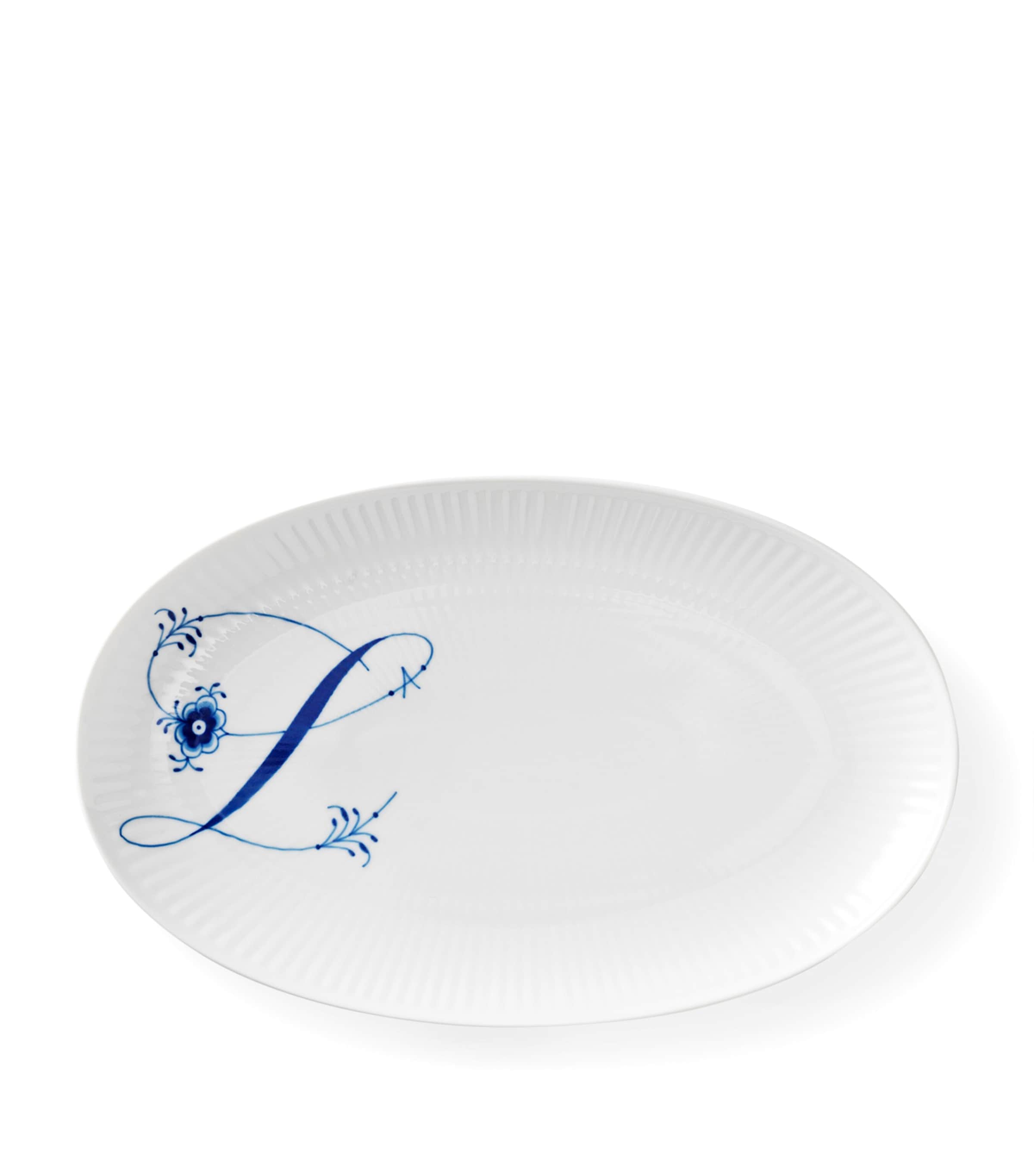 Royal Copenhagen Alphabet Coll Oval Plate (23.5cm) Blue