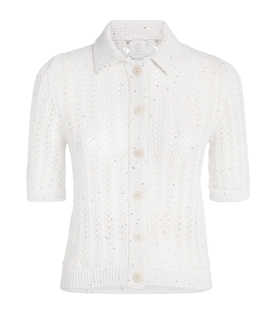 Eleventy Womens Cotton-Linen-Blend Cardigan Bianco