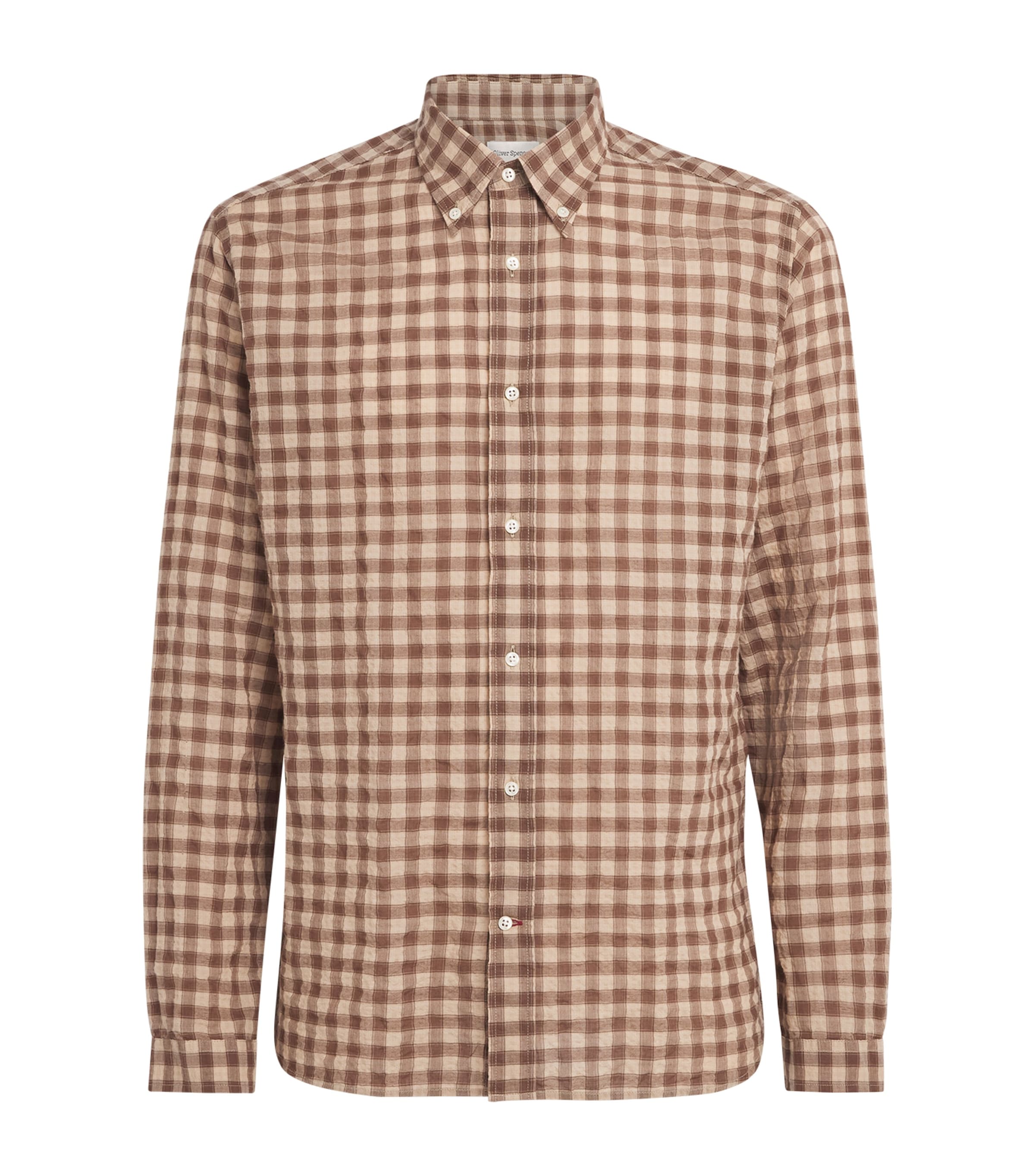 Oliver Spencer Mens Check Brook Shirt Brown