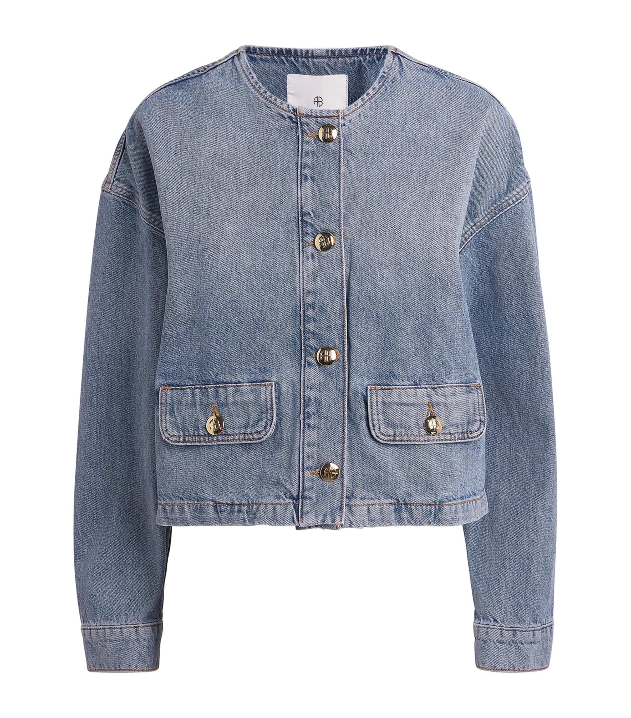 ANINE BING Womens Blanche Denim Jacket Caspian Blue