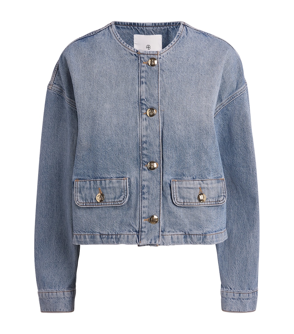 ANINE BING Womens Blanche Denim Jacket Caspian Blue