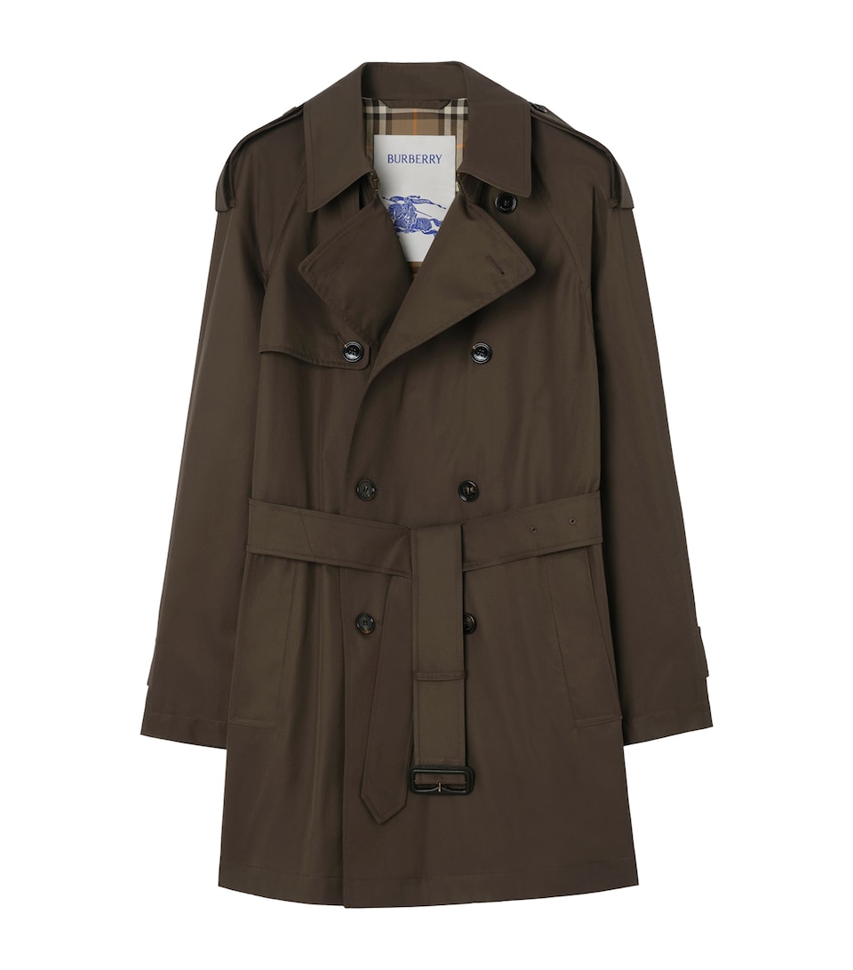 Burberry Mens Cotton Gabardine Leadenham Trench Coat Estuary Brown