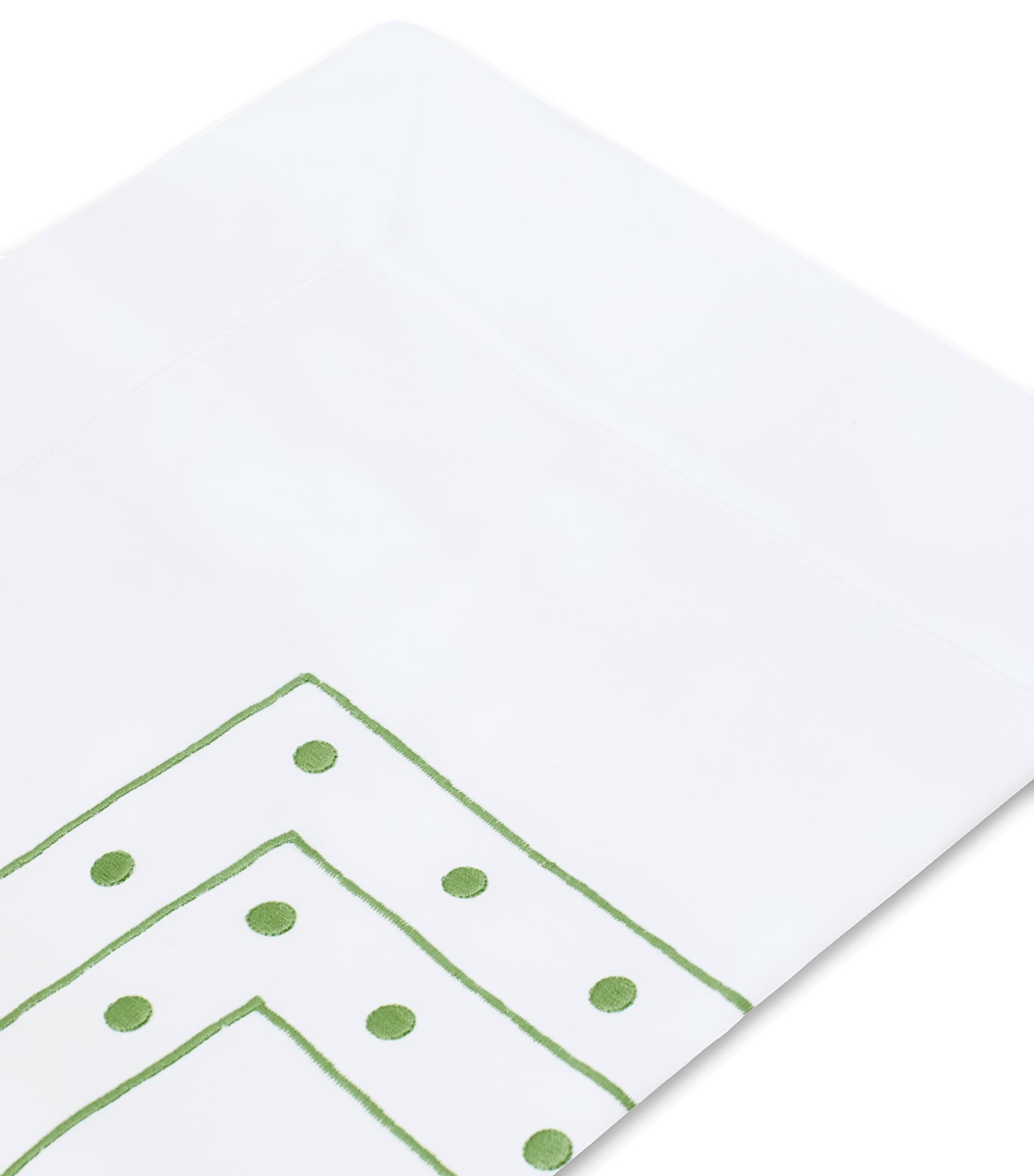 Loretta Caponi Cotton Stripes and Dots Pillowcases Pair (50cm x 75cm) White With Sage
