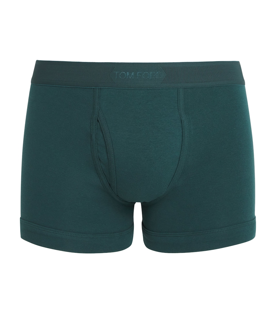 TOM FORD Mens Stretch-Cotton Logo Boxers Emerald Green