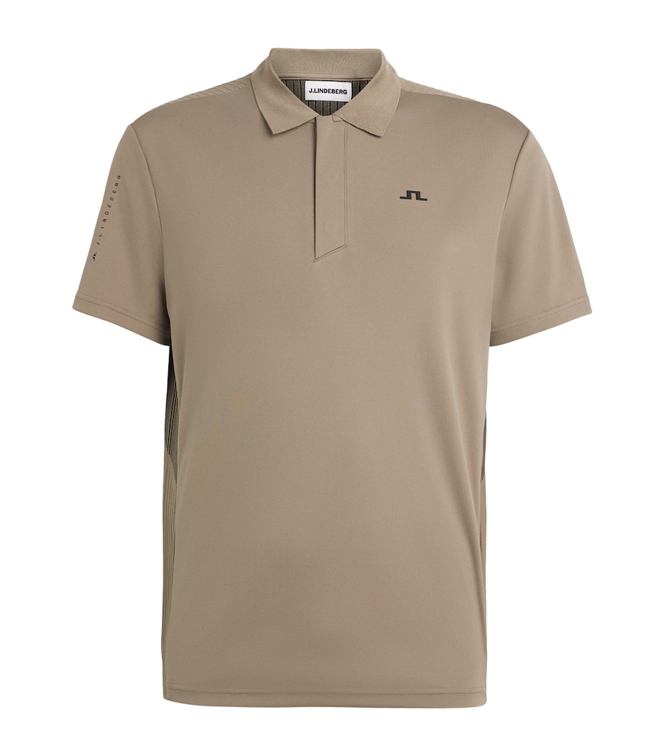 J Lindeberg Mens Knitted Neri Polo Shirt Brindle