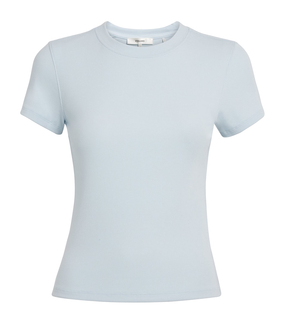 FRAME Womens Modal-Blend The Rib T-Shirt Sky Blue