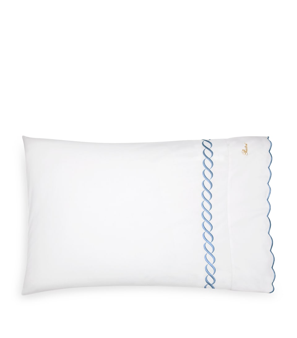 Pratesi Treccia Pillowcase (13cm x 41cm) Wht/medium Blue