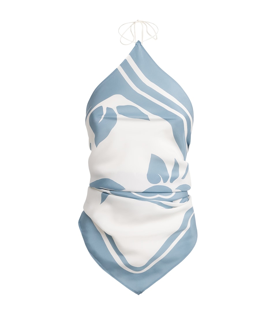 SIR. Womens Silk Halterneck Lilou Scarf Top Liora Blue