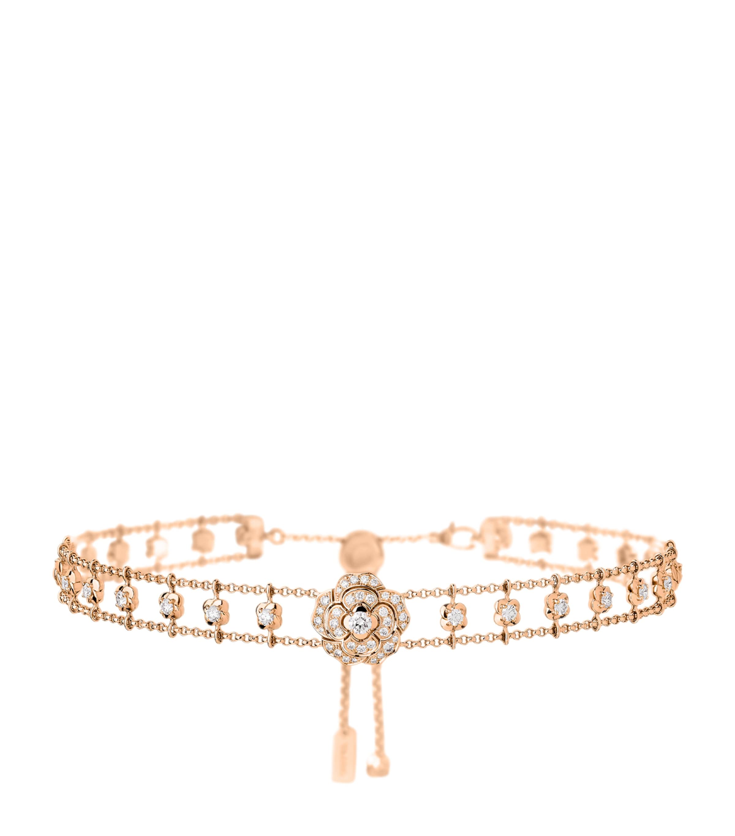 CHANEL Rose Gold and Diamond Bouton de Camélia Supple Choker Rose Gold