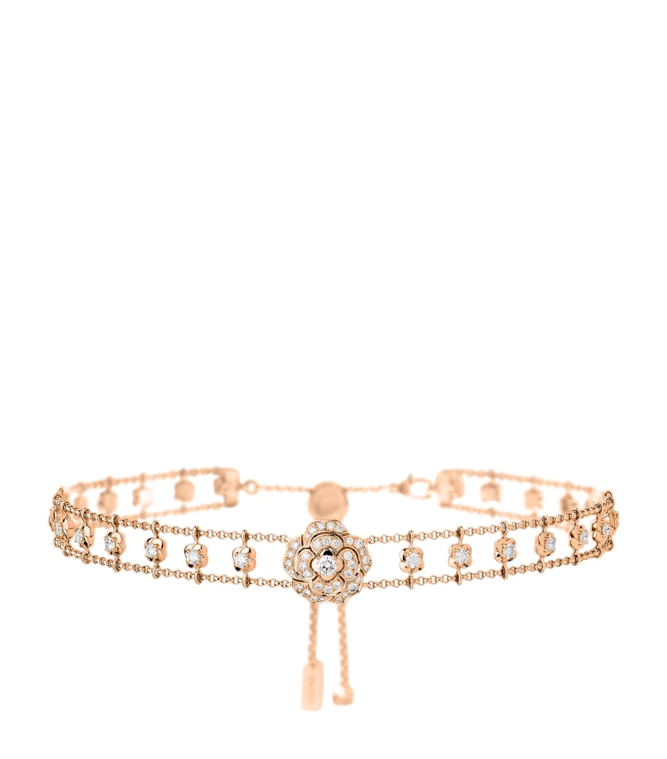 CHANEL Rose Gold and Diamond Bouton de Camélia Supple Choker Rose Gold