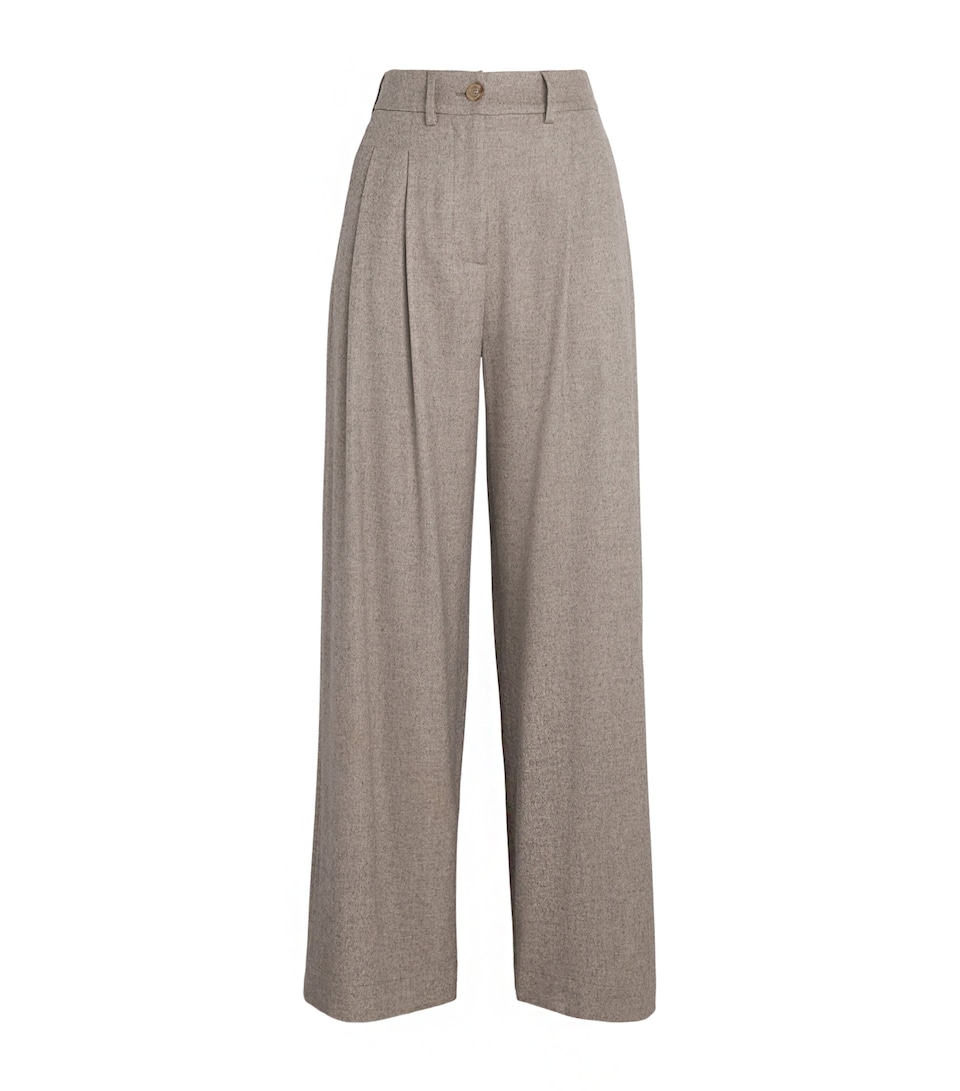 Kid Cashmere Pleated Wide-Leg Trousers