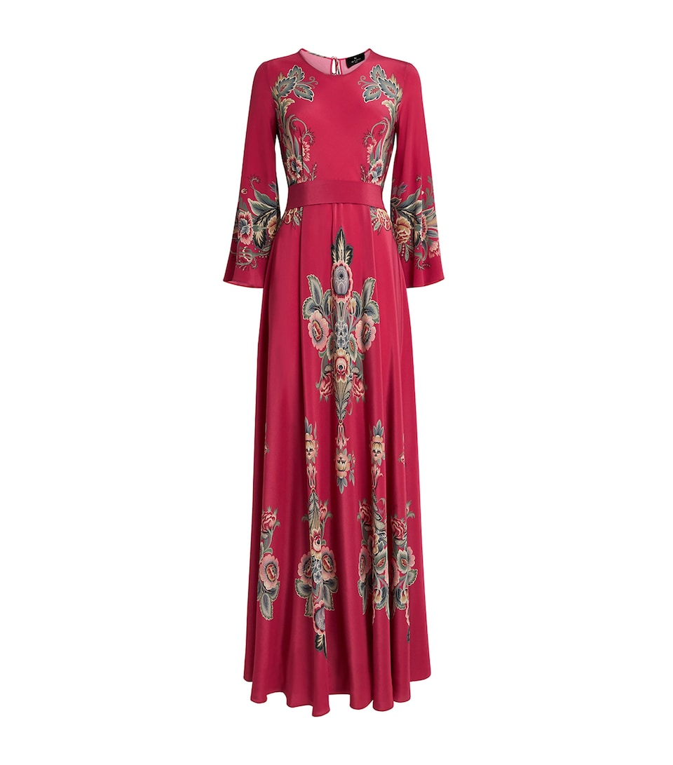 Silk Floral Print Gown